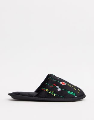 Zapatillas de estar en casa con bordado en negro Zigs de ASOS DESIGN | ASOS