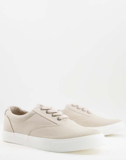 Zapatillas de lona color piedra con cordones de lona de ASOS DESIGN