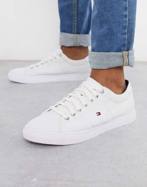 Zapatillas de lona con logo pequeño en blanco de Tommy |