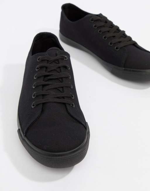 Zapatillas de lona negras con cordones y suela negra de ASOS DESIGN