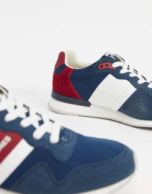Zapatillas de malla con rayas en contraste en azul marino de Jack & Jones, 2 de 4