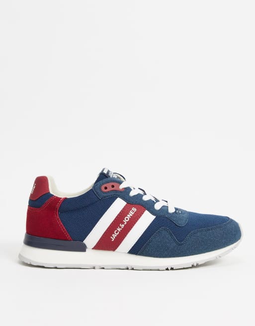 Zapatillas de malla con rayas en contraste en azul marino de Jack & Jones, 4 de 4