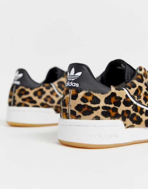 Zapatillas de piel de poni con estampado de leopardo continental 80s de adidas Originals