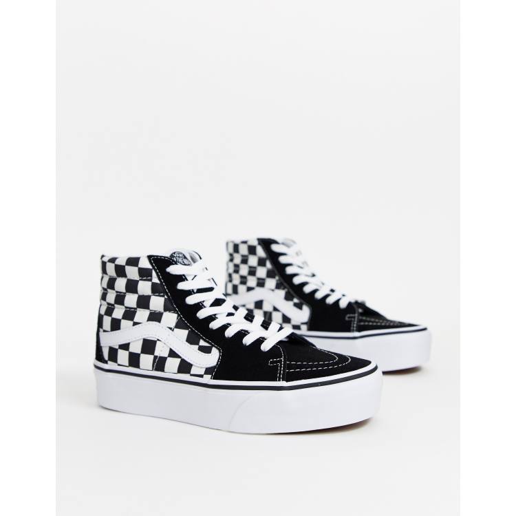 Zapatillas de plataforma con diseño de cuadros negro y 2.0 SK8-Hi de Vans | ASOS