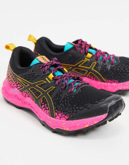 Asics negras cheap y rosas