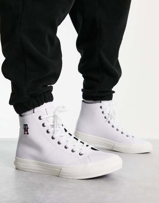 Tommy Hilfiger Retro Blanco Cuero Hombre Zapatillas Deportivas 