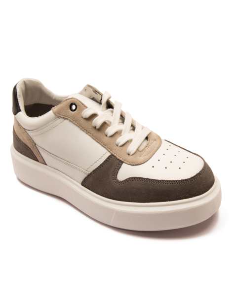 Zapatillas deportivas blancas para hombre con plataforma alta de cuero y ante Dylan de Off The Hook - view 1