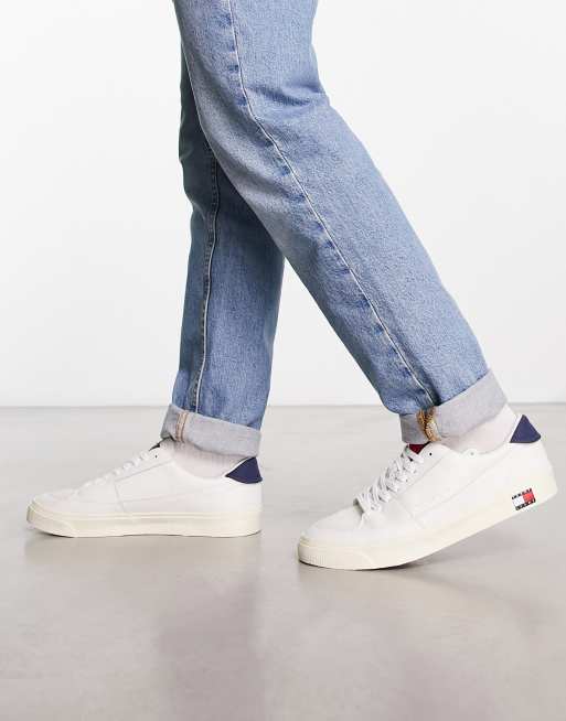 Zapatillas deportivas blancas retro con bandera de Tommy Jeans