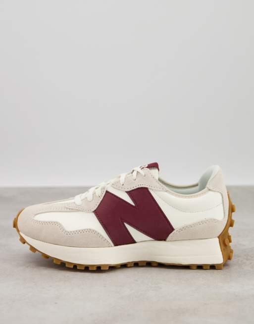 Zapatillas deportivas blanco hueso y burdeos 327 de New Balance, 4 de 4