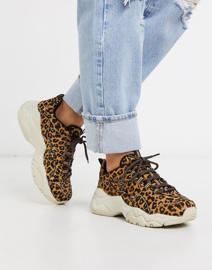 Zapatillas deportivas con suela gruesa y estampado de leopardo D'Lites 3.0 de Skechers-Multicolor