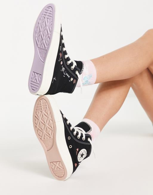 Zapatillas deportivas hi-top negras con bordados de lona Things To Grow Chuck Taylor All Star Hi de Converse