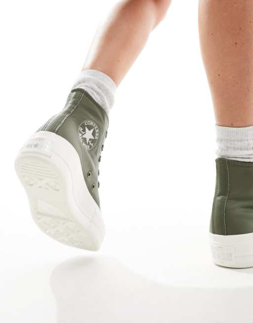 Zapatillas deportivas verde caqui de cuero Chuck Taylor All Star Lift de Converse