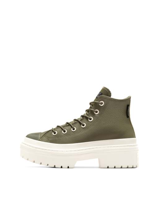 Zapatillas deportivas verde militar blanco garza y negro impermeables Chuck Taylor All Star Lugged Heel Platform de Converse ASOS