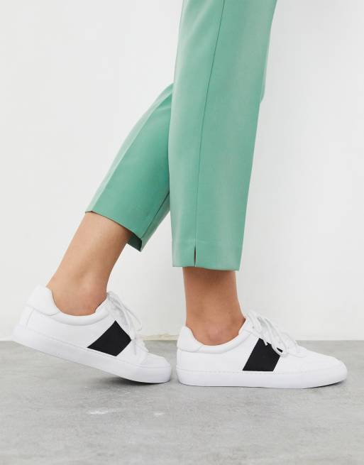 En el piso curso despensa Zapatillas en blanco/negro con cordones Dime de ASOS DESIGN | ASOS