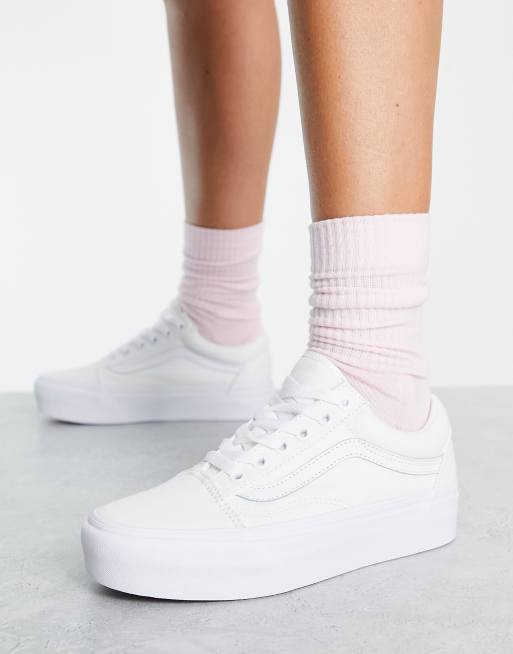 Zapatillas en blanco puro con plataforma Old Skool de Vans