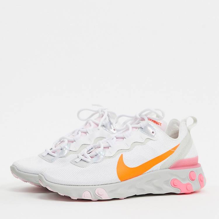 Zapatillas en blanco, rosa y naranja React Element de Nike | ASOS