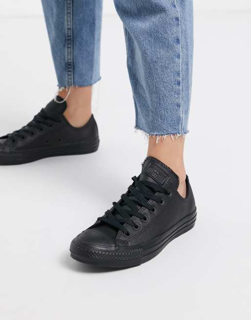 Zapatillas en cuero negro monocromáticas Chuck All Star Ox de Converse |