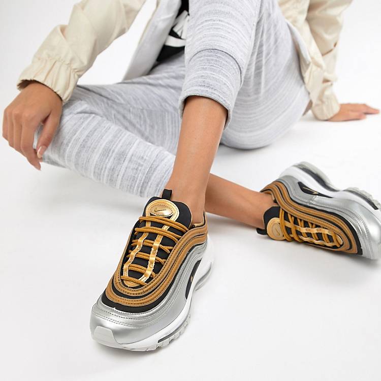 Zapatillas en negro dorado metálico Air Max 97 de Nike |