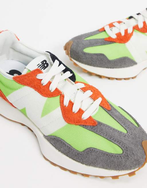 Zapatillas en verde y naranja 327 de New Balance ASOS