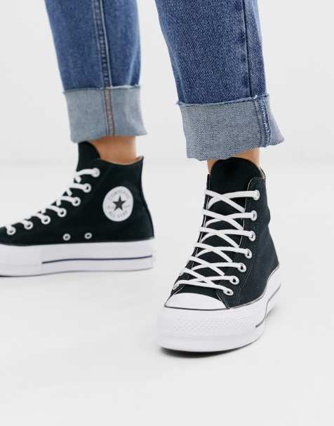 converse mujer negro plataforma