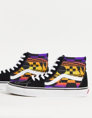 Zapatillas hi-top negras con diseño gráfico a cuadros SK8-Hi de Vans 