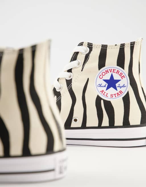 Zapatillas hi-top negras con estampado de cebra Chuck Taylor All Star Hi Archive de Converse, 4 de 4