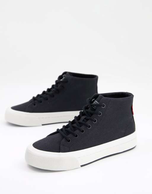 Zapatillas hi-top negras con etiqueta del logo de lona de Levi's