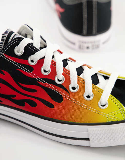 Zapatillas negras con estampado de llamas Chuck Taylor All Star Ox Archive de Converse