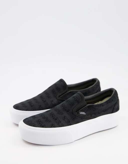 Vans negras sin plataforma hot sale