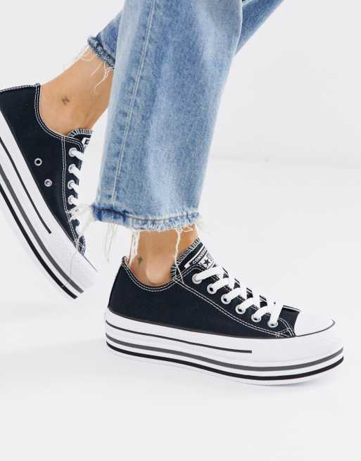 eliminar enchufe mezcla Zapatillas negras con plataforma y diseño a capas Chuck Taylor Ox All Star  de Converse | ASOS