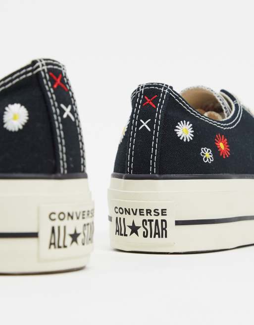 Zapatillas negras con plataforma y dise o floral bordado Chuck Taylor Lift de Converse