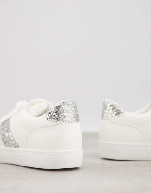 Sneakers blancas con puntera de glitter para niña TANANA