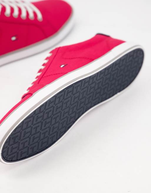 Zapatillas rojas de lona con cordones y logo de Tommy Hilfiger