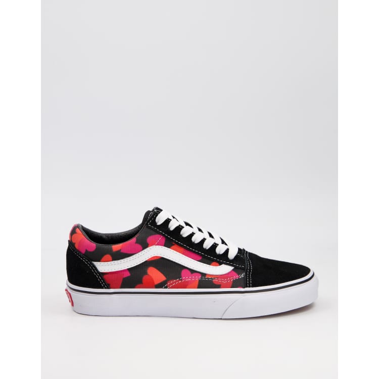 vans old skool negras con rosas