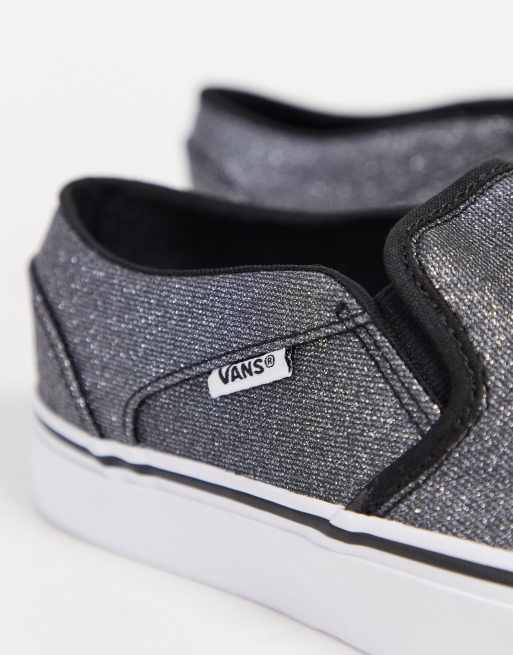 Zapatillas sin cierres en negro con purpurina Asher de Vans ASOS