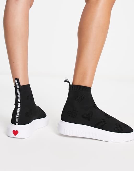 Zapatillas tipo calcetín negras de Love Moschino