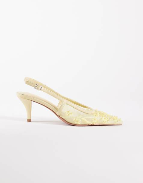 Zapatos amarillo limón destalonados de tacón bajo de malla con cuentas Soulmate de ASOS DESIGN - view 1
