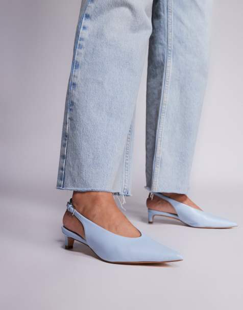 Zapatos azul pastel destalonados de tacón bajo Saskia de Public Desire - view 1