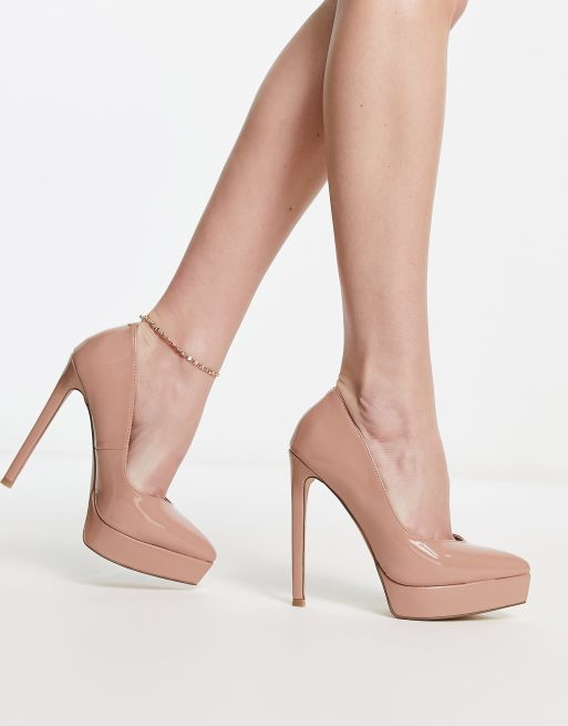 Zapatos beis de tacón con puntera fina y plataforma Lidia de Madden Girl