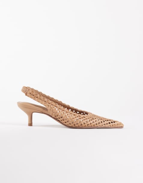 Zapatos beis destalonados de tacón medio con diseño entretejido Star de ASOS DESIGN - view 1