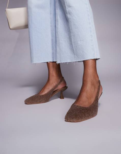 Zapatos beis oscuro destalonados de tacón con acabado efecto piel de potro sintética Dorothy de Simmi London - view 1