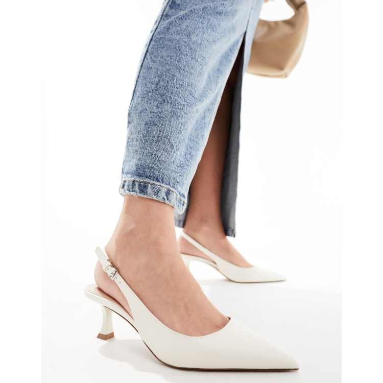 Zapatos blanco hueso destalonados de tacón de Mango ASOS