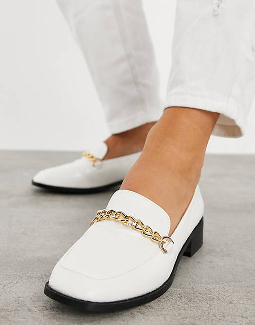 Zapatos blancos planos de estilo cocodrilo con bridón de cadena Aleema de Raid