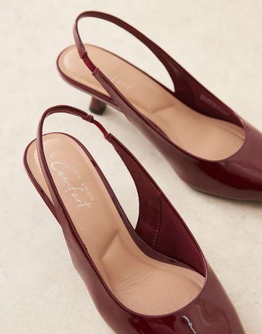 Zapatos burdeos de tacón bajo con puntera fina de New Look, 2 de 4