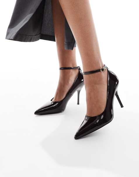 Zapatos burdeos de tacón con tira tobillera de New Look - view 1
