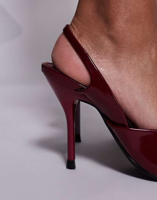 Tacon Ancho Zapatos Fiesta Color Burdeos Zapatos De Vestir Tacón