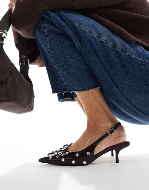 Zapatos burdeos destalonados de tacón medio con abalorios Sriracha de ASOS DESIGN - view 1