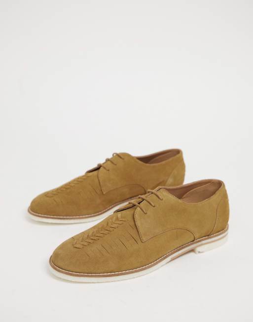 Zapatos Chatra de ante en color camel con diseño trenzado y cordones de H by | ASOS