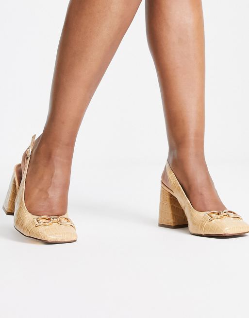 Ahora Fatal fecha Zapatos color camel de tacón de aguja destalonados con detalle de bridón  Stable de ASOS DESIGN Wide Fit | ASOS