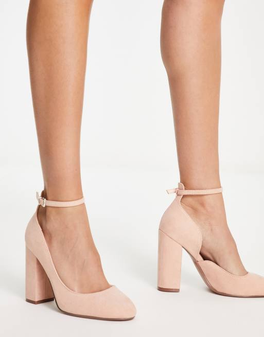 Zapatos color rosa rubor de tac n alto cuadrado Placid de ASOS DESIGN
